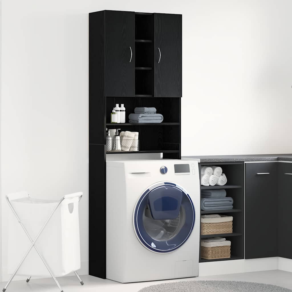 JUNG Vida Waschmaschinenschrank Schwarz Eichen-Optik 64x25,5x190 cm