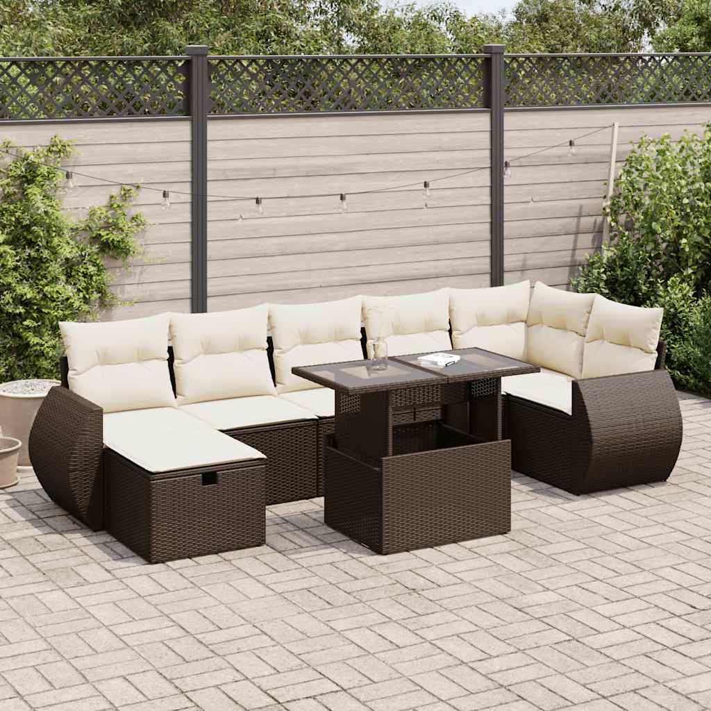 JUNG Vida 8-tlg. Garten-Sofagarnitur mit Kissen Braun Poly Rattan