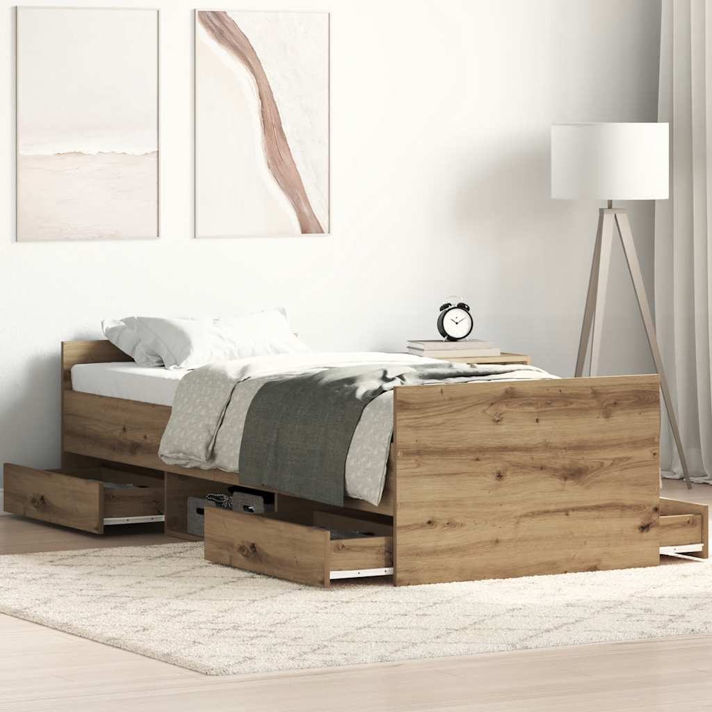 JUNG Vida Bettgestell ohne Matratze Artisan-Eiche 100x200cm Holzwerkstoff