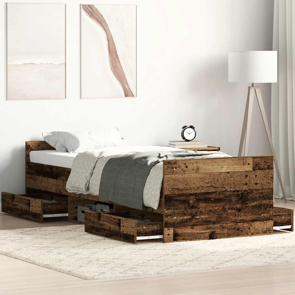 JUNG Vida Bettgestell ohne Matratze Altholz-Optik 90x190cm Holzwerkstoff