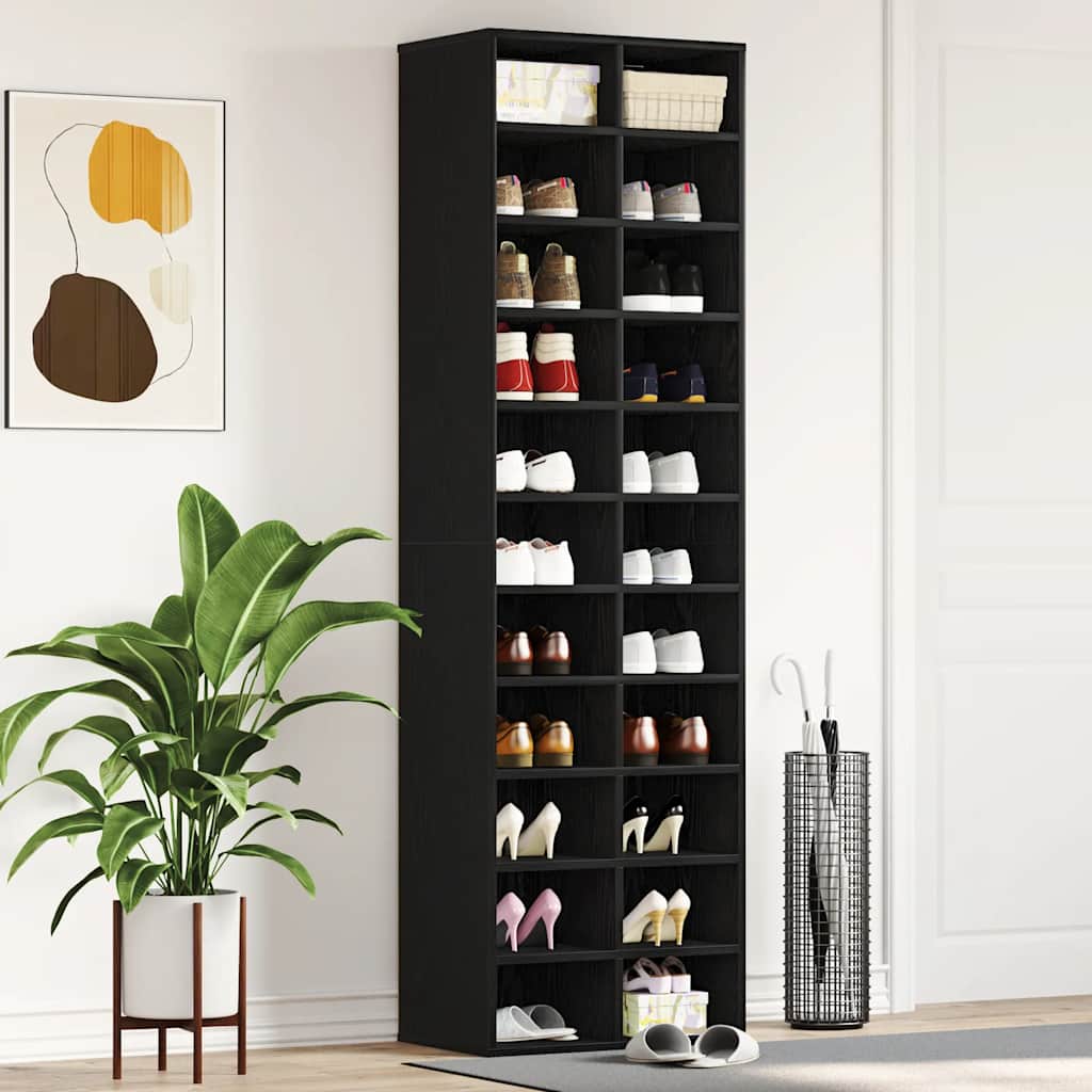 JUNG Vida Schuhschrank Schwarz Eichen-Optik 54x34x183 cm Holzwerkstoff