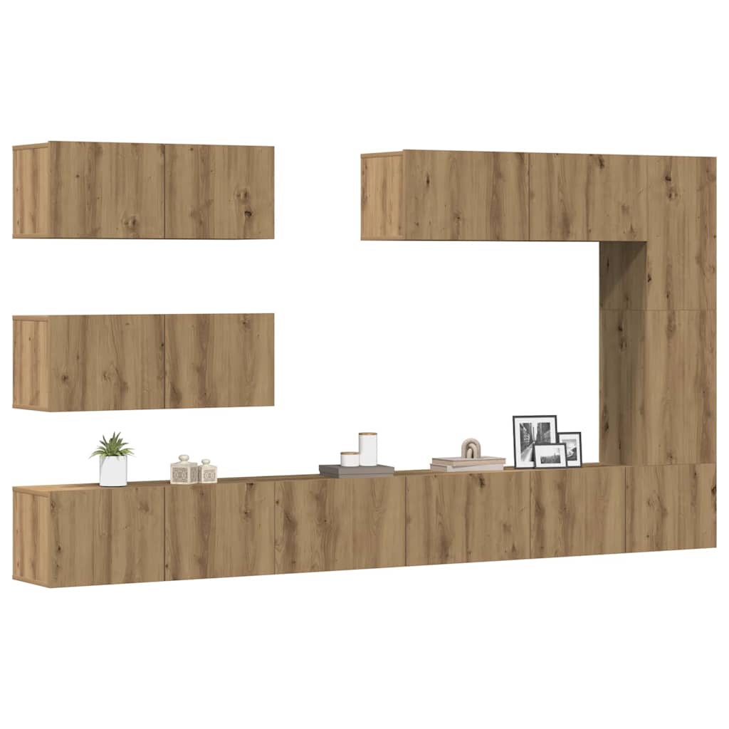 JUNG Vida 7-tlg. TV-Schrank-Set Wandmontage Artisan-Eiche Holzwerkstoff
