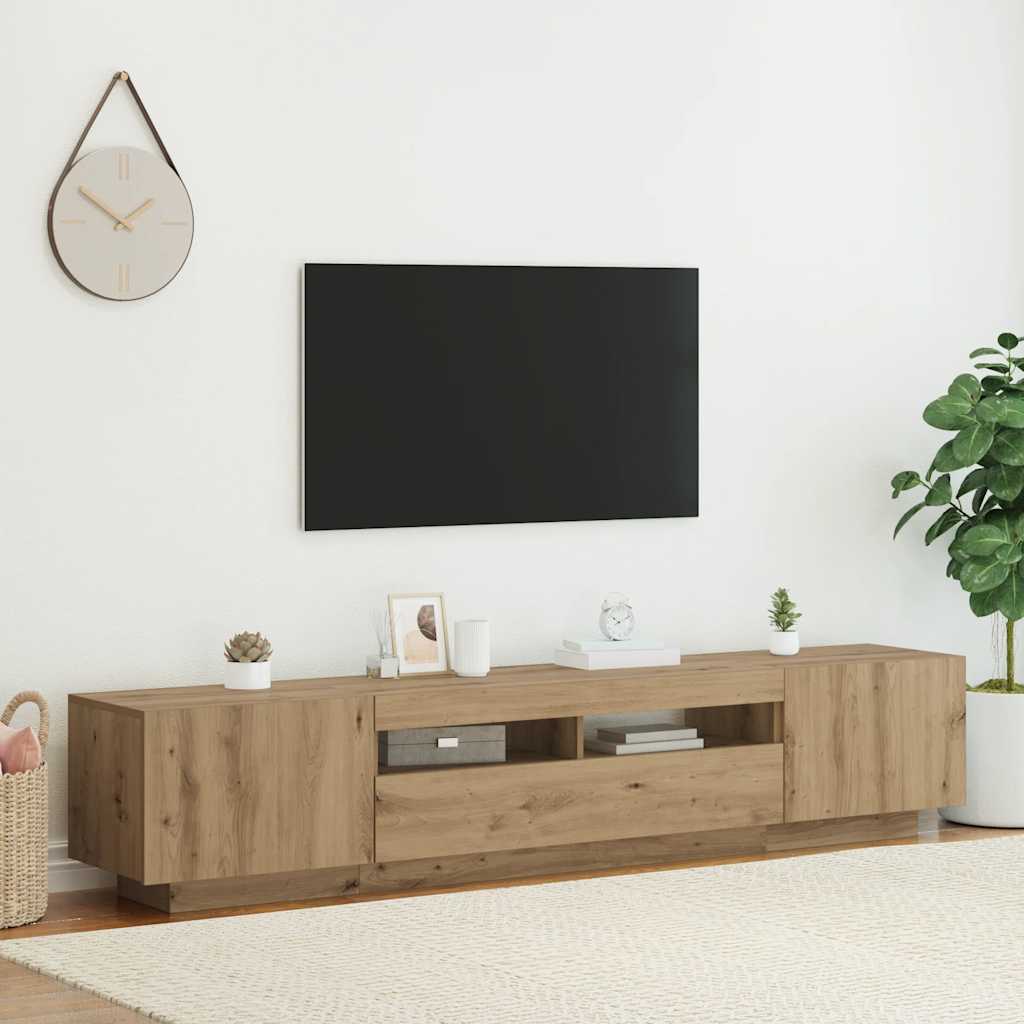 JUNG Vida TV-Schrank mit LED-Leuchten Artisan-Eiche 200x35x40 cm
