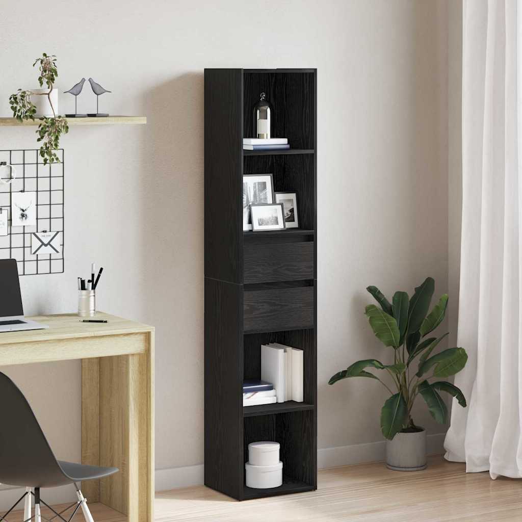 JUNG Vida Bücherregal Schwarz Eichen-Optik 36 x 30 x 171 cm Holzwerkstoff