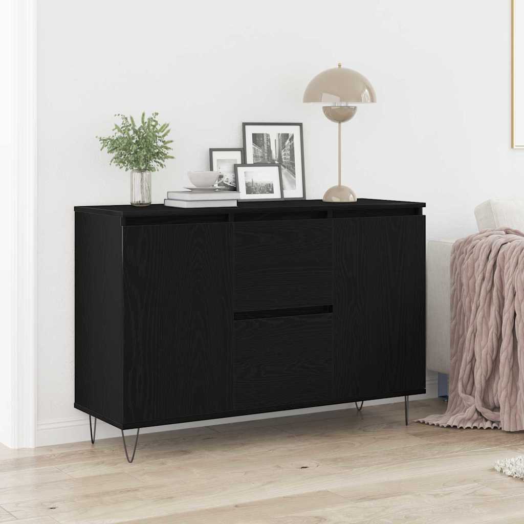 JUNG Vida Sideboard Schwarz Eichen-Optik 101,5 x 35 x 70 cm Holzwerkstoff