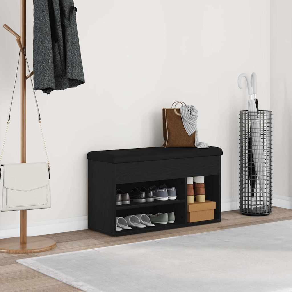 JUNG Vida Schuhbank mit Regal Schwarz 80 x 30 x 45 cm Holzwerkstoff