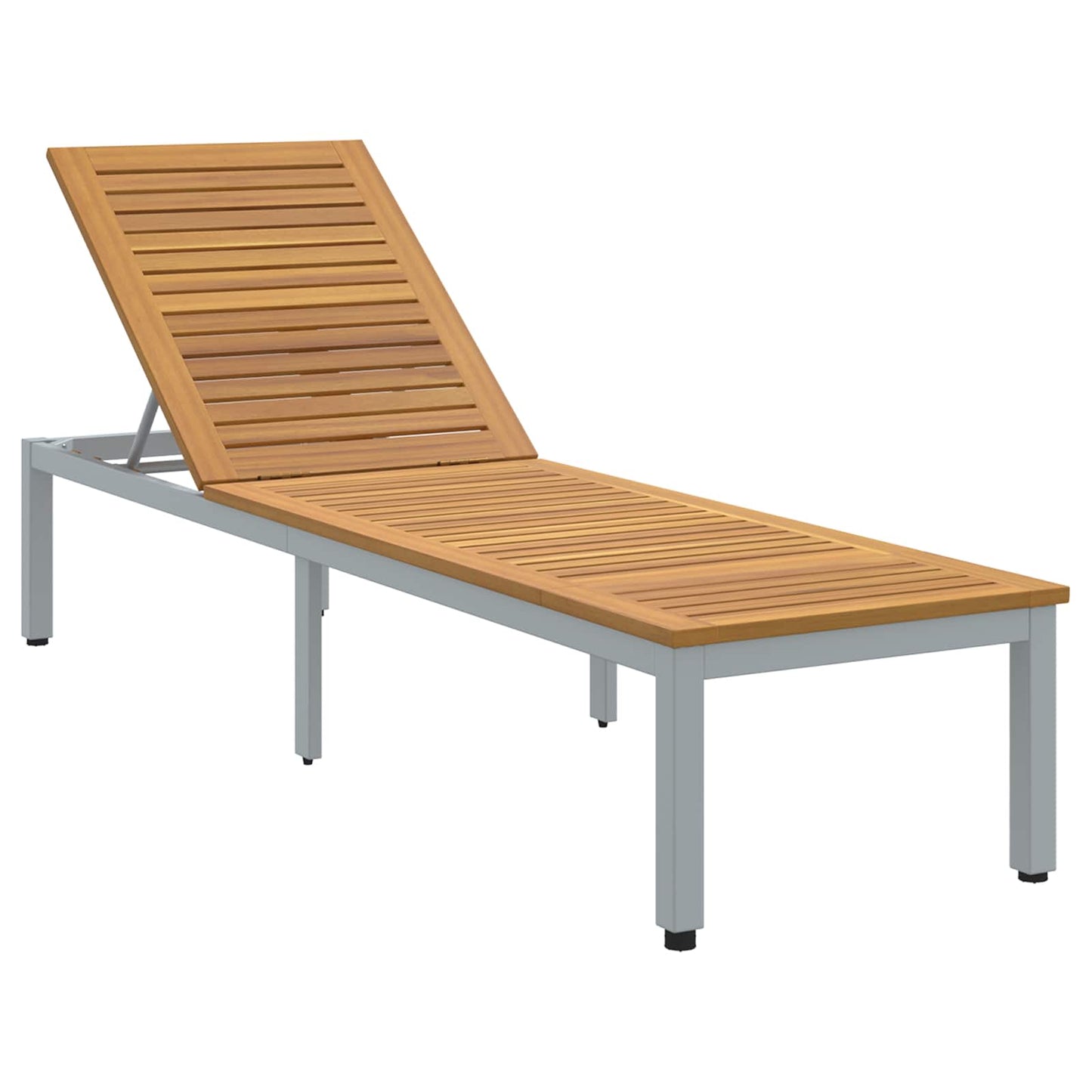 JUNG Vida Sonnenliege Grau 200 x 55 x 35 cm Massivholz Akazie