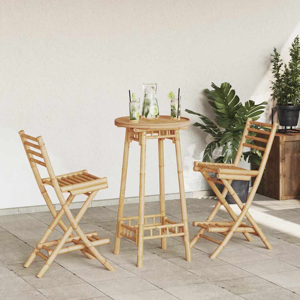 JUNG Vida 3-tlg. Outdoor-Bar-Set Klappbar Bambus