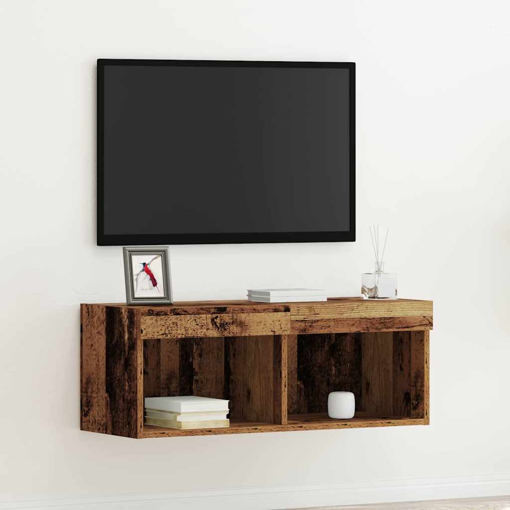 JUNG Vida TV-Schrankset mit LED Altholz 80 x 30 x 30 cm Holzwerkstoff