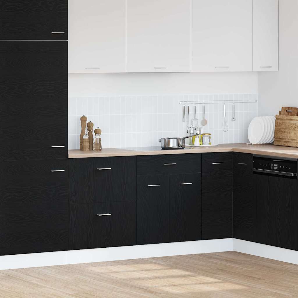 JUNG Vida Hängeschrank mit Regal Schwarz Eichen-Optik 60 x 46 x 81,5 cm