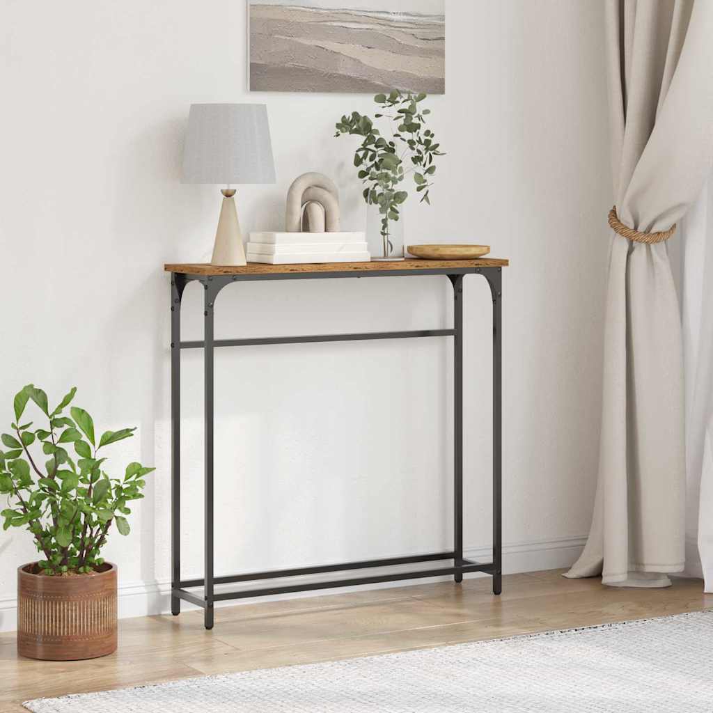 JUNG Vida Konsolentisch mit Regal Altholz 75 x 19,5 x 75 cm Holzwerkstoff