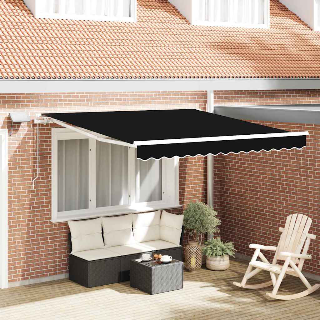 JUNG Vida Einziehbare Markise Schwarz 300 x 250 cm Stoff und Stahl