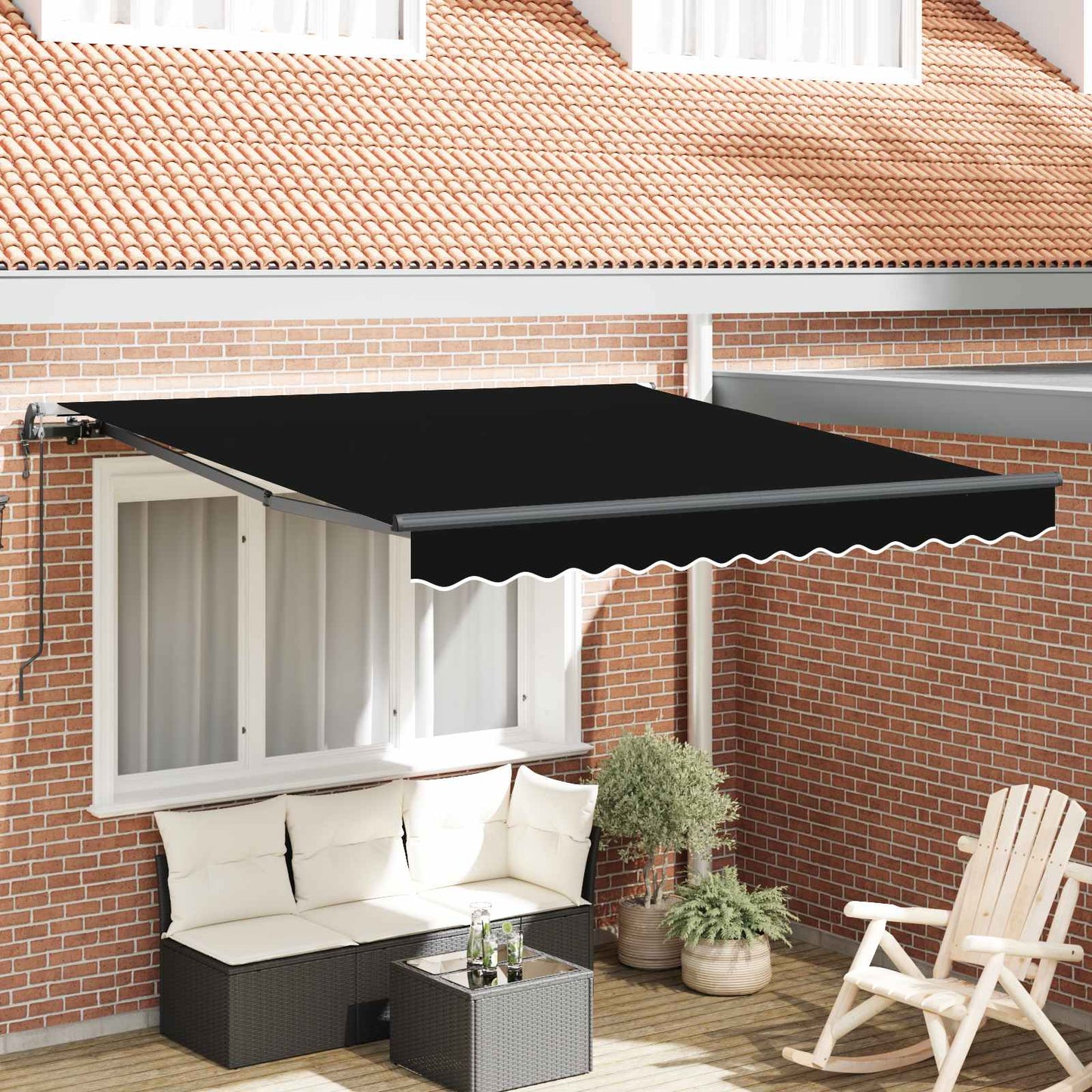 JUNG Vida Einziehbare Markise Schwarz 300 x 250 cm Stoff und Aluminium