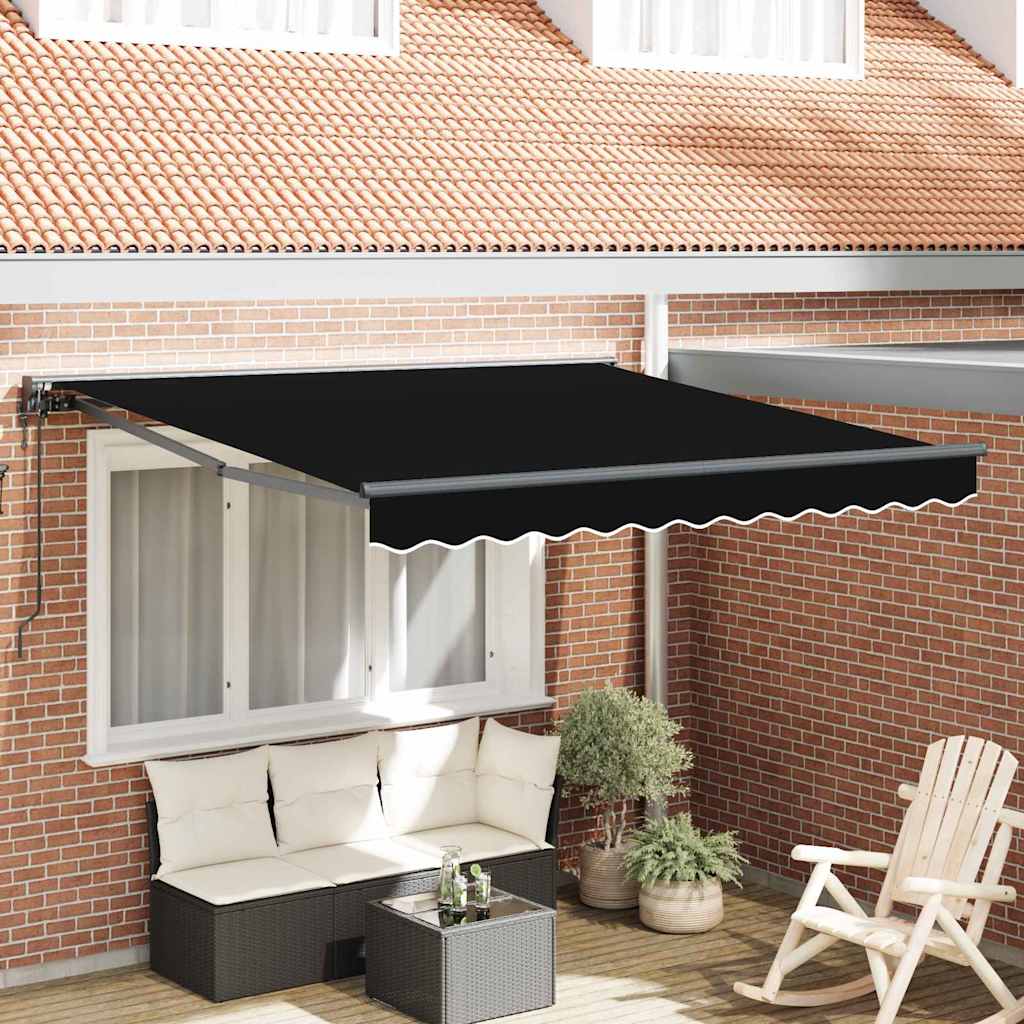JUNG Vida Einziehbare Markise Schwarz 350 x 250 cm Polyester und Metall
