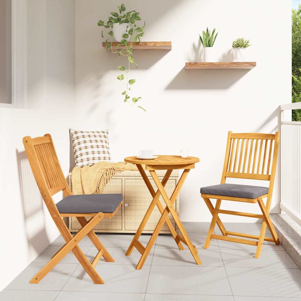 JUNG Vida Klappstuhl mit Kissen 2 pcs Braun Massivholz Akazie