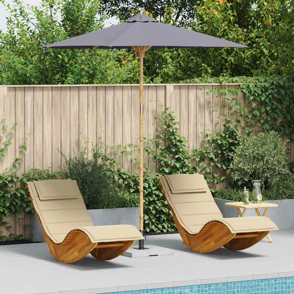 JUNG Vida Garten-Sonnenschirm Dunkelgrau Ø 270 x 260 cm Bambus