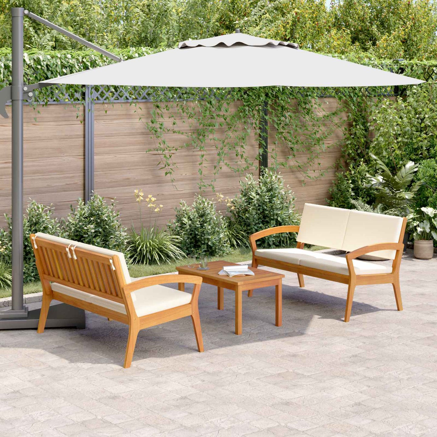 JUNG Vida Bistrogarnitur mit Kissen 3 pcs Braun Polyester