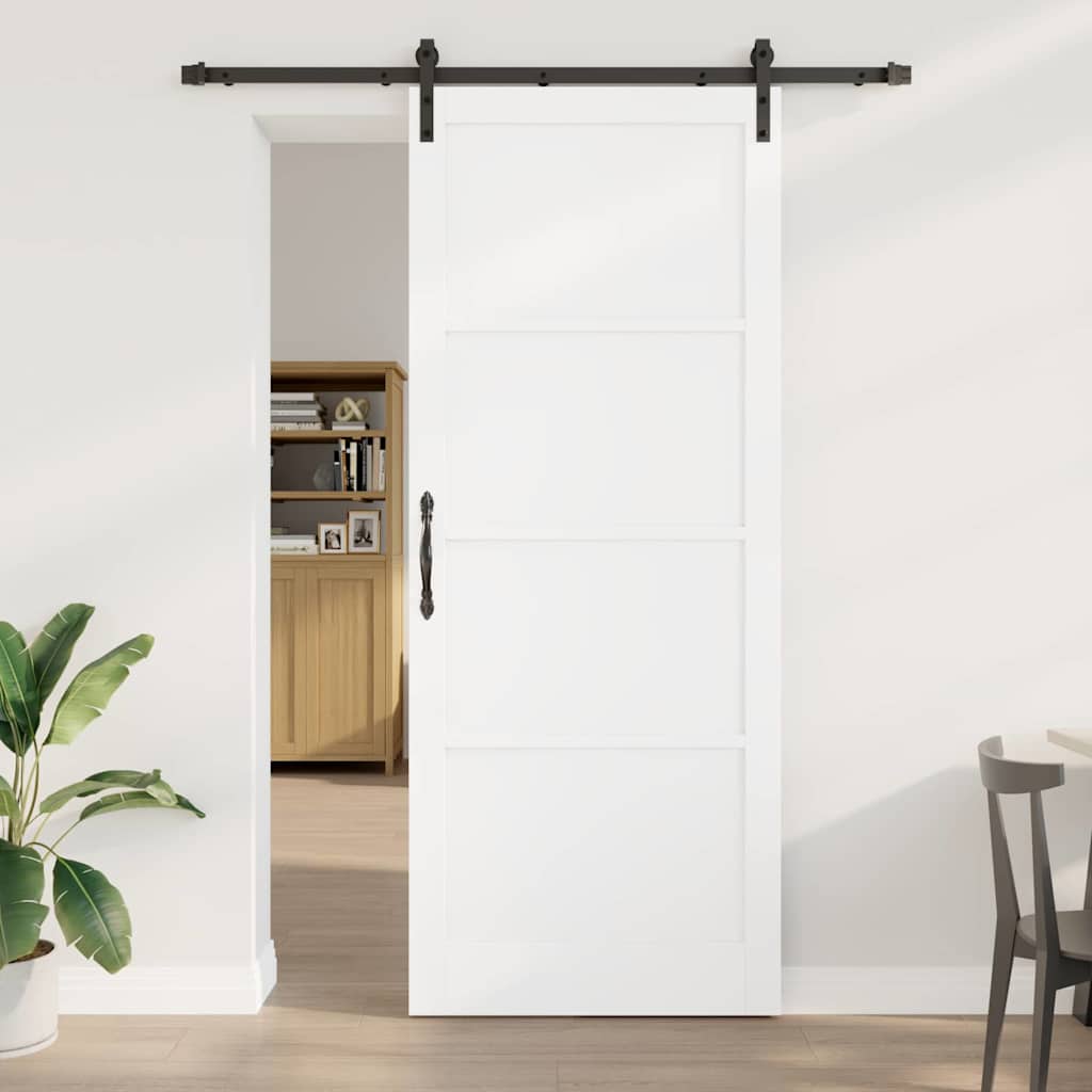 JUNG Vida Schiebetür Weiß und Schwarz 93 x 232 cm Massives Kiefernholz