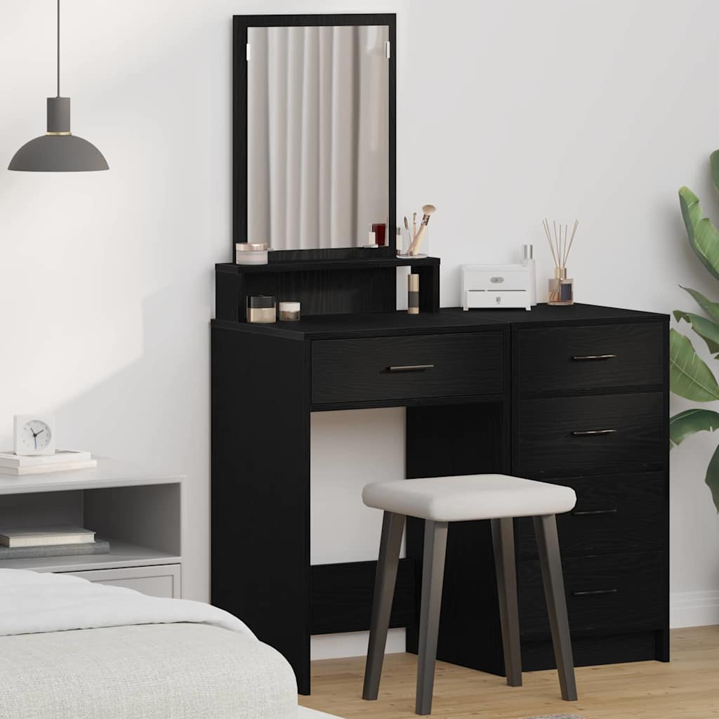 JUNG Vida Schminktisch mit Regal Schwarz Eichen-Optik 50 x 41 x 140 cm