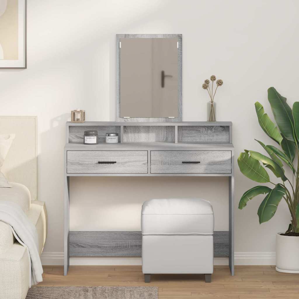 JUNG Vida Schminktisch Graues Sonoma 100 x 41 x 140 cm Holzwerkstoff