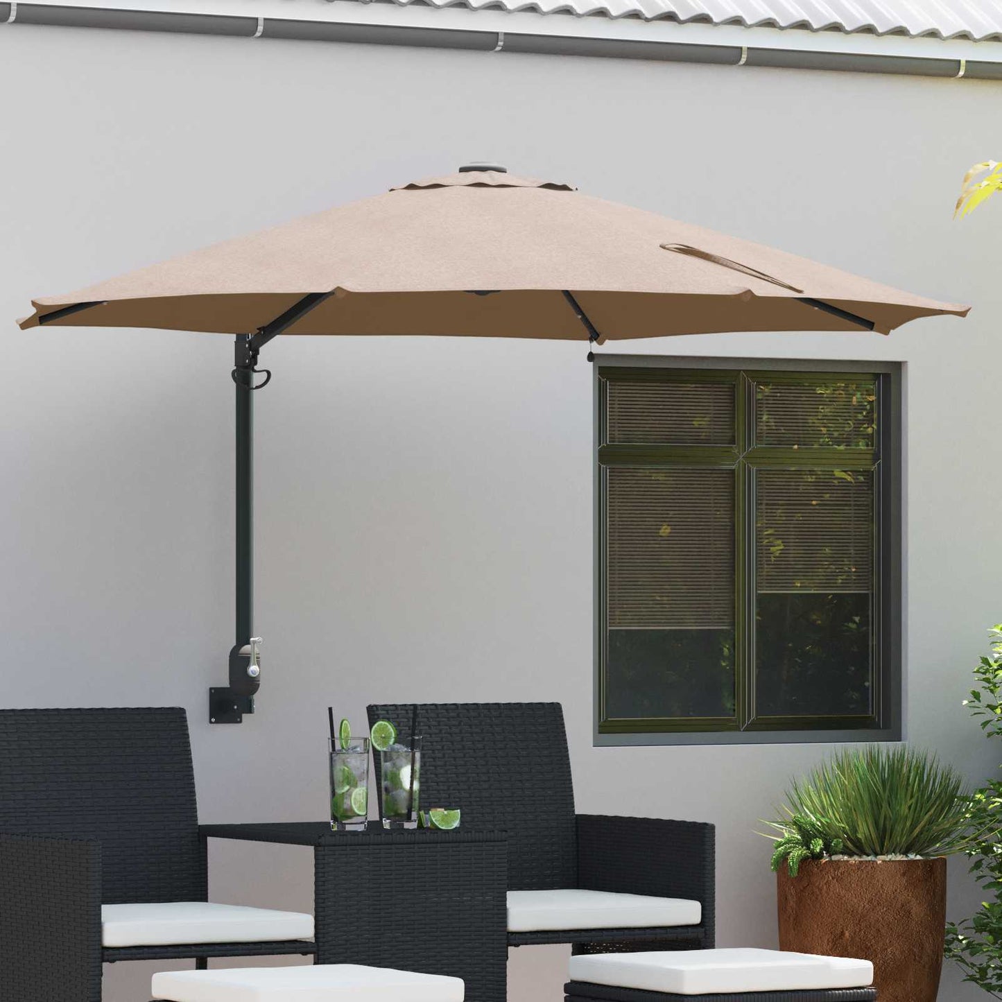 JUNG Vida Garten-Sonnenschirm Taupe 248 x 248 x 148 cm