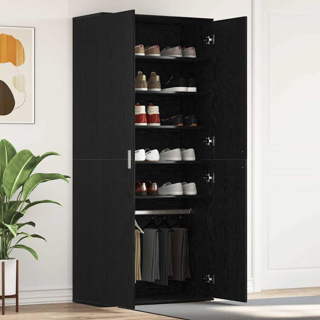 JUNG Vida Schuhschrank mit Regal Schwarz Eichen-Optik 80 x 39 x 178 cm
