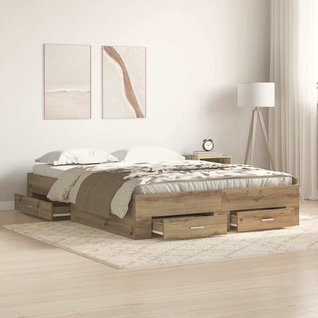 JUNG Vida Bettrahmen Artisan-Eiche 160 x 200 cm Holzwerkstoff