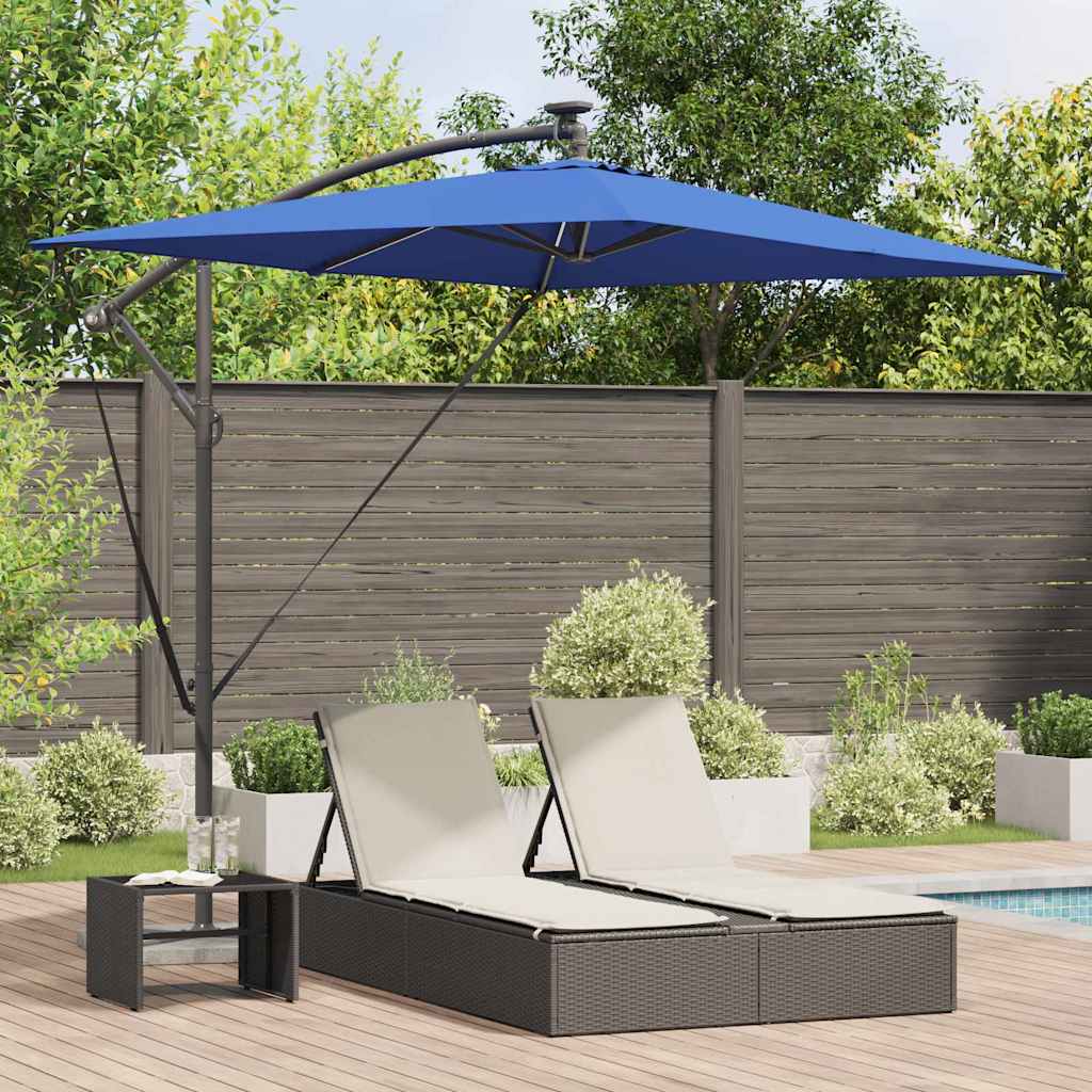 JUNG Vida Sonnenschirm mit LED-Lichtleisten Azurblau 294 x 200 x 270 cm
