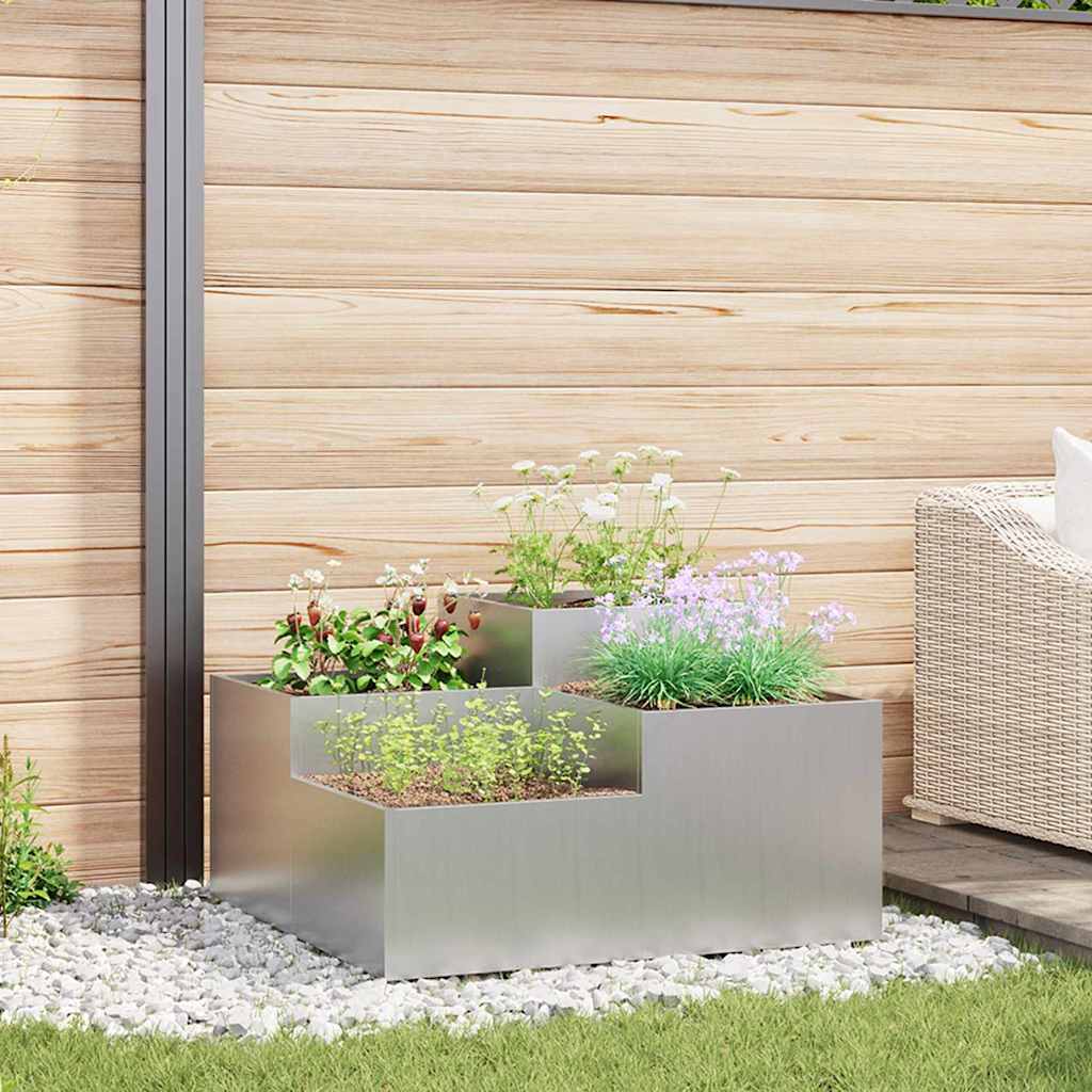 JUNG Vida Gartenblumentopf Silber 100 x 100 x 48 cm Verzinkter Stahl