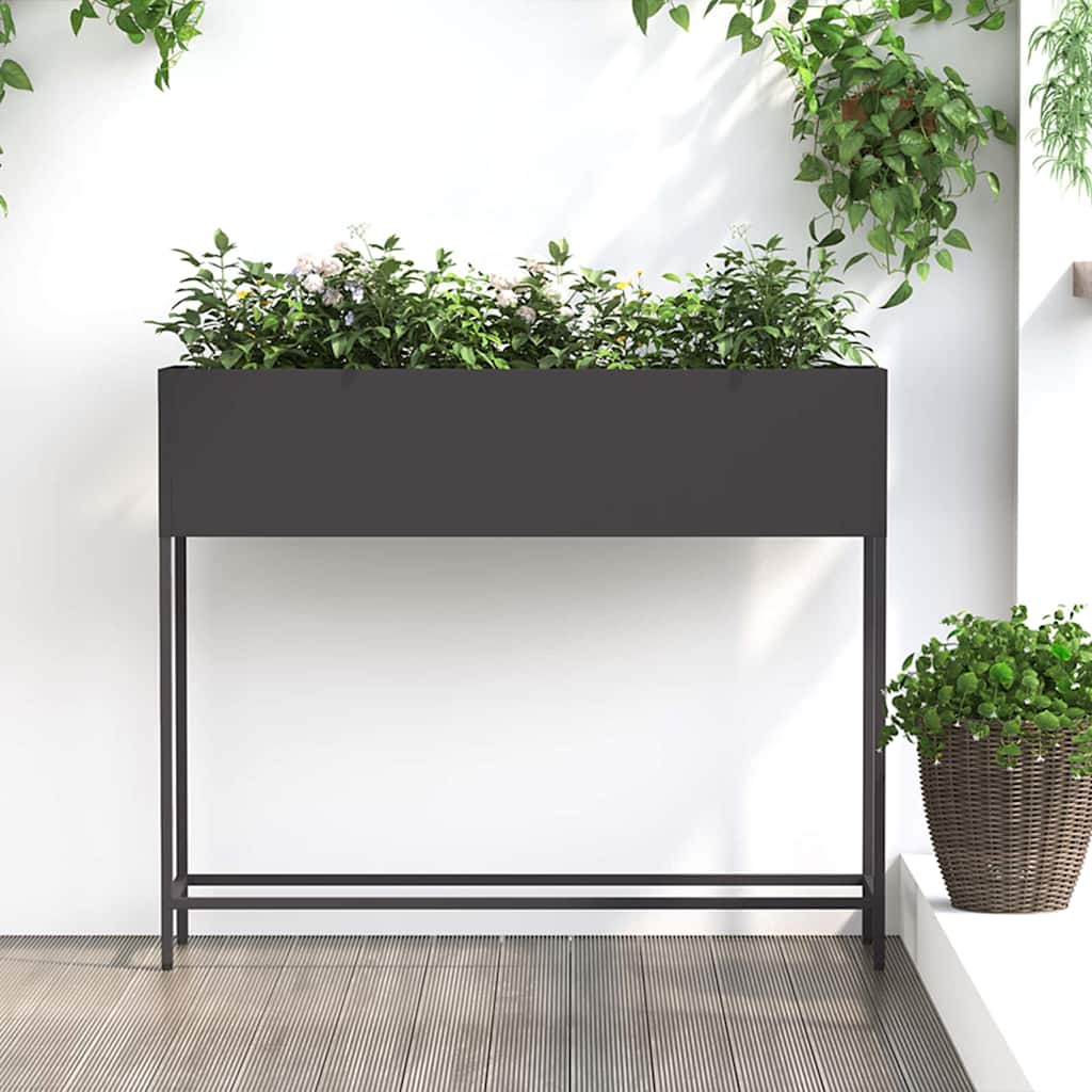 JUNG Vida Hochbeet Gartenpflanzer Schwarz 100 x 26 x 82 cm Stahl