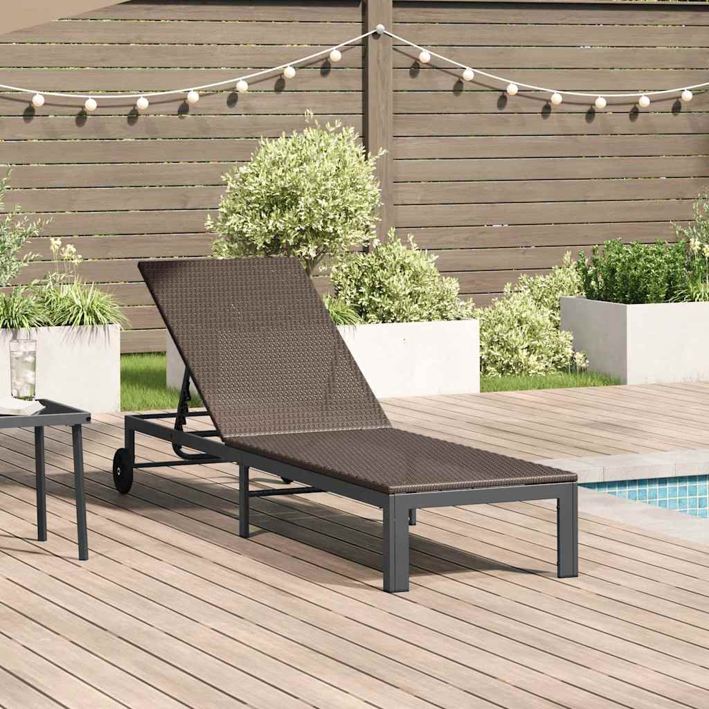 JUNG Vida Sonnenliege 1-Person Braun 206 x 62,5 x 74 cm Poly-Rattan