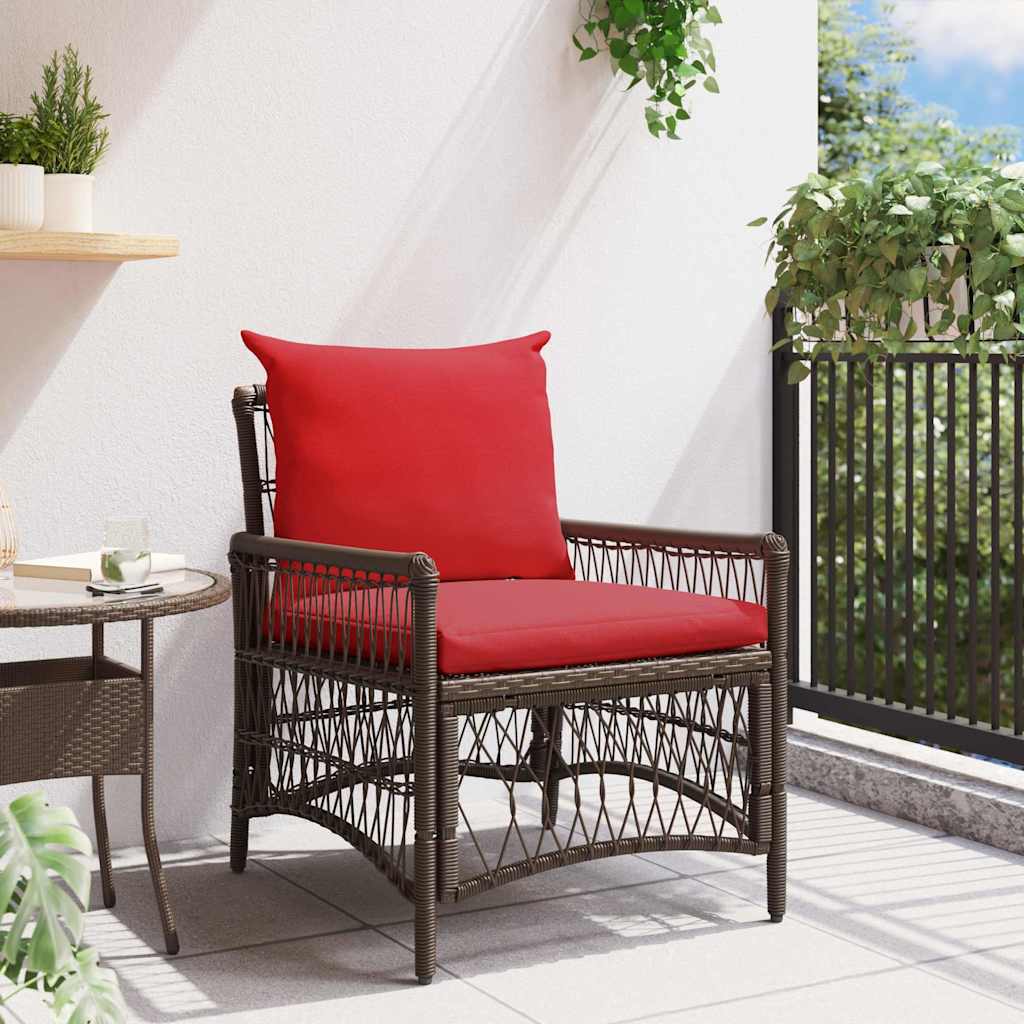 JUNG Vida Gartenstuhl mit Kissen Braun 73 x 61 x 77 cm Poly-Rattan