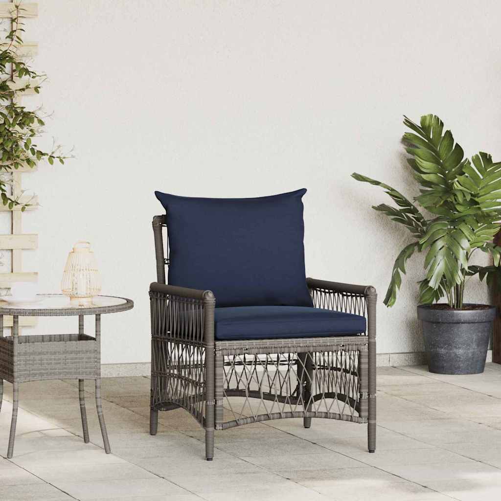 JUNG Vida Gartenstuhl mit Kissen Grau 73 x 61 x 77 cm Poly-Rattan