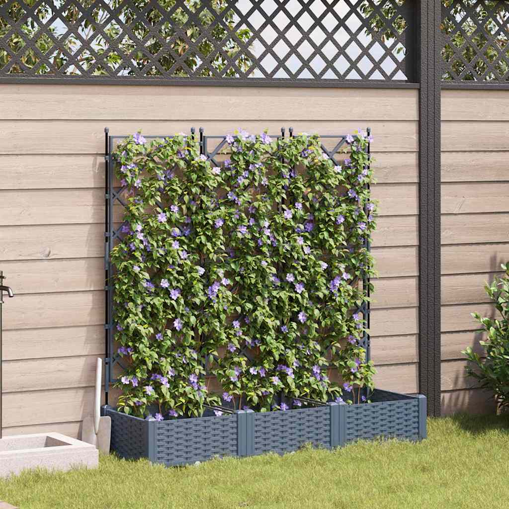 JUNG Vida Garten-Pflanzgefäß 3 pcs Hellgrau 120 x 40 x 125,5 cm Stahl