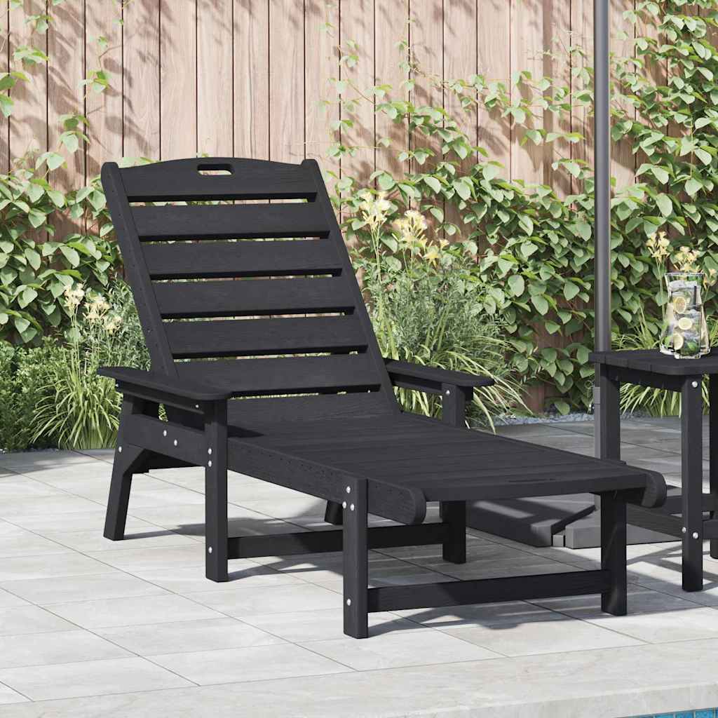 JUNG Vida Sonnenliege Schwarz 195,5 x 53 x 98,5 cm HDPE