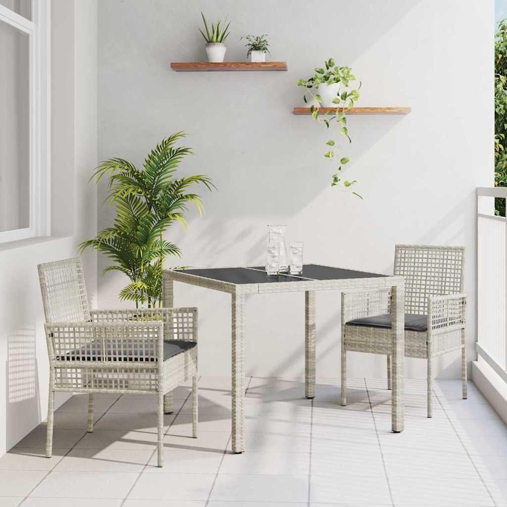 JUNG Vida Garten Essgruppe 3 pcs Hellgrau Poly-Rattan