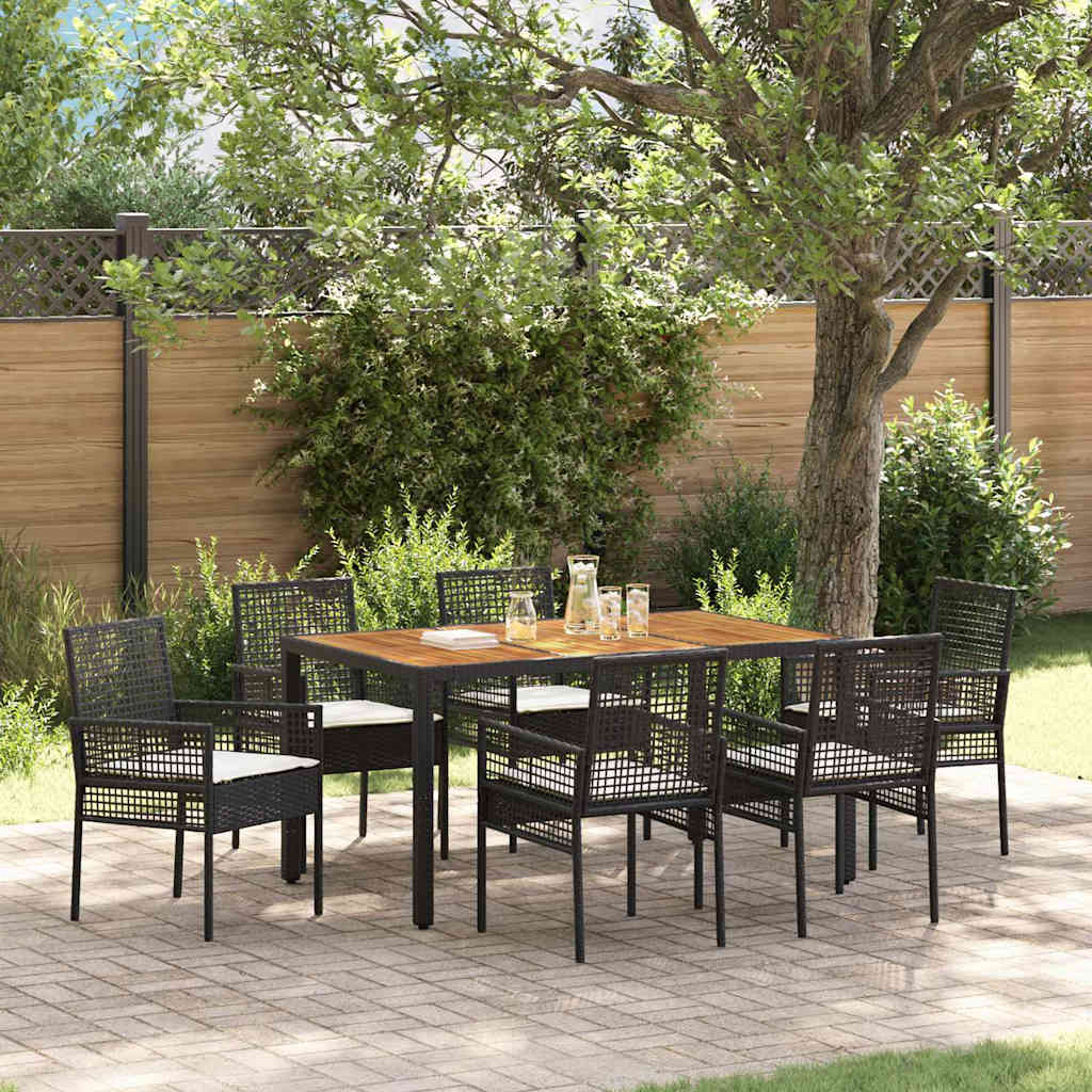 JUNG Vida Garten Essgruppe 7 pcs Schwarz Poly-Rattan