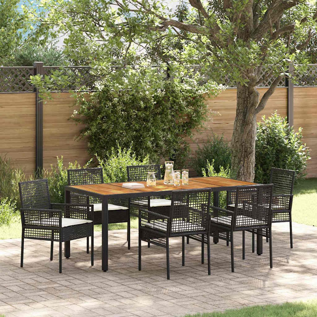JUNG Vida Garten Essgruppe 7 pcs Schwarz Poly-Rattan