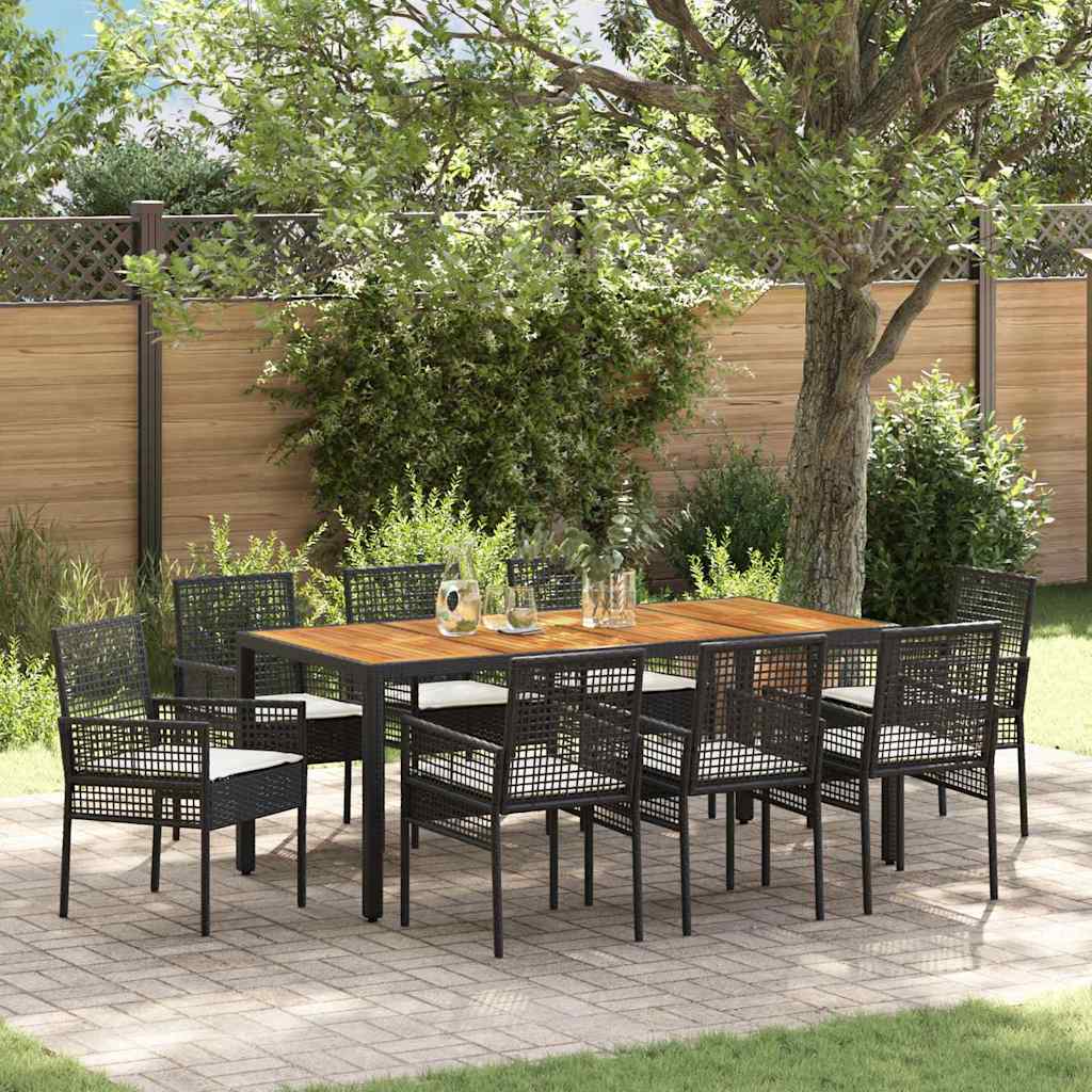 JUNG Vida Garten Essgruppe 9 pcs Schwarz Poly-Rattan