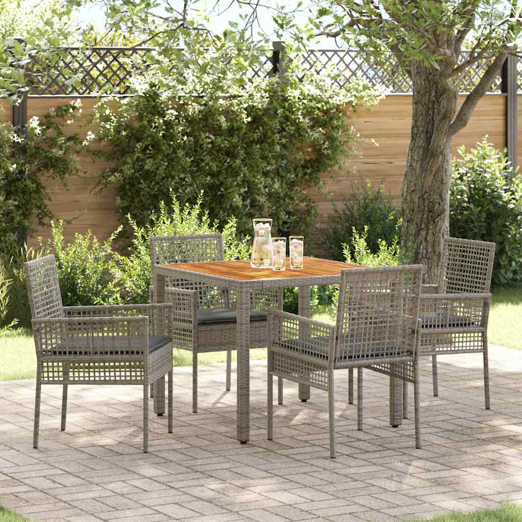 JUNG Vida Garten Essgruppe 5 pcs Grau Poly-Rattan