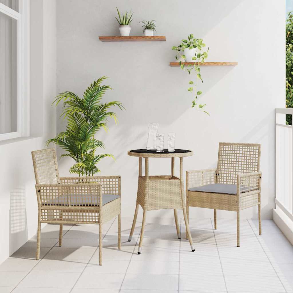 JUNG Vida Garten Essgruppe 3 pcs Beige Poly-Rattan