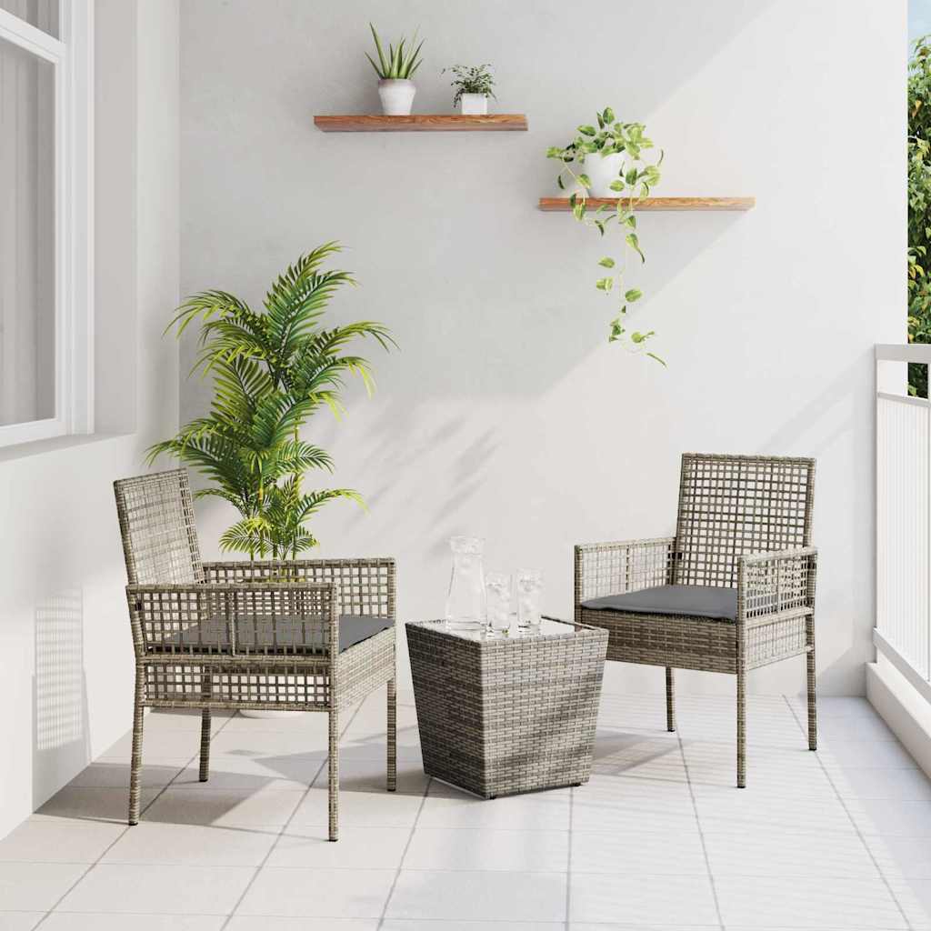 JUNG Vida Garten Bistro Set 3 pcs Grau Poly-Rattan