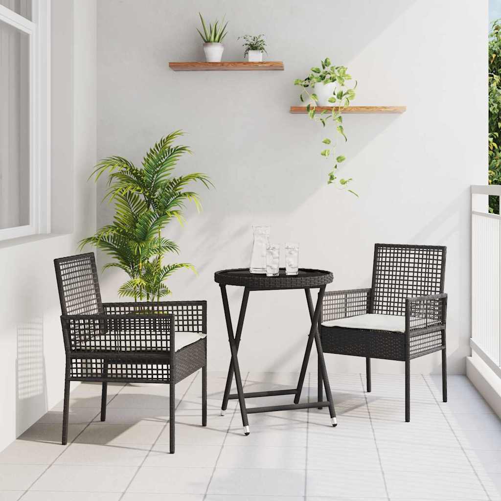JUNG Vida Garten Bistro Set 3 pcs Schwarz Poly-Rattan