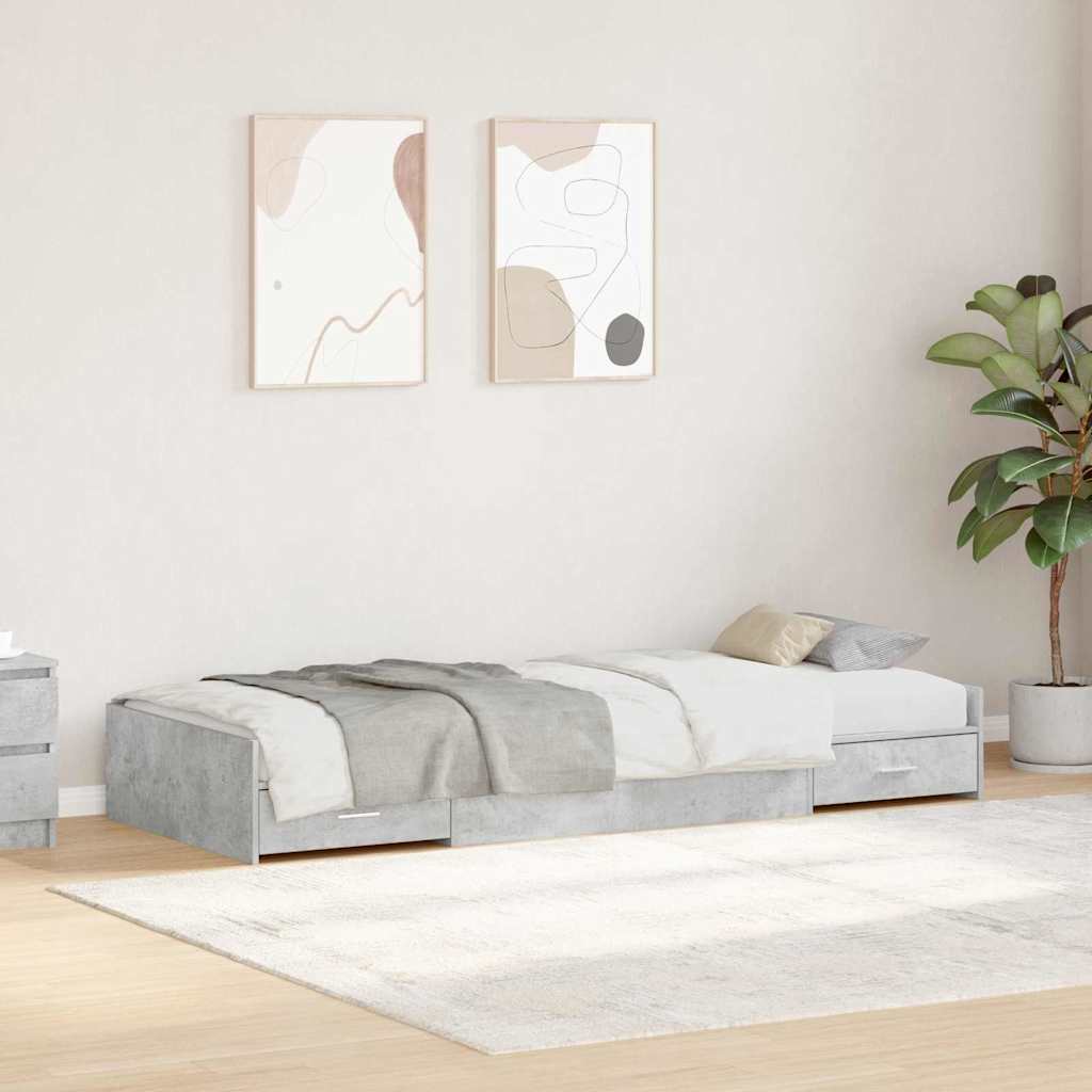 JUNG Vida Bettrahmen mit Kopfteil Beton Grau 80 x 200 cm Holzwerkstoff