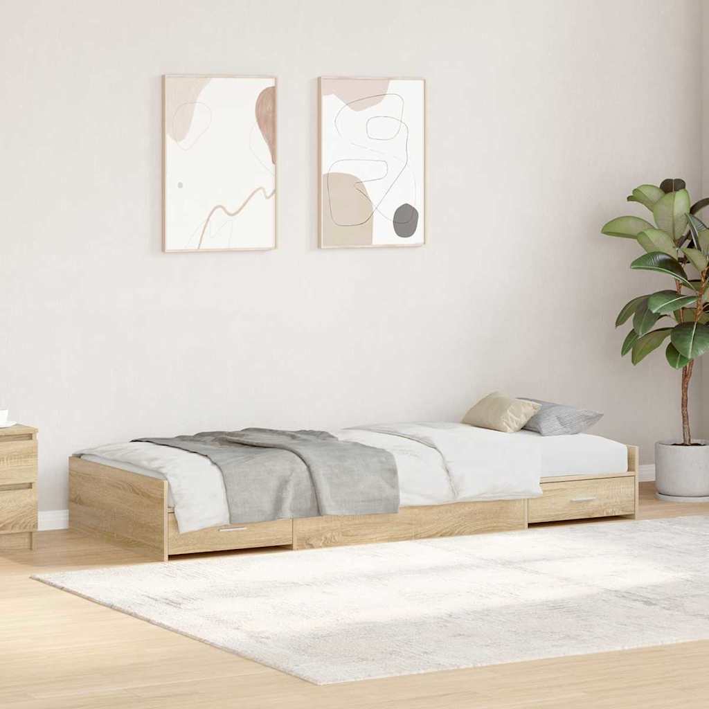 JUNG Vida Bettrahmen mit Kopfteil Sonoma-Eiche 80 x 200 cm Holzwerkstoff