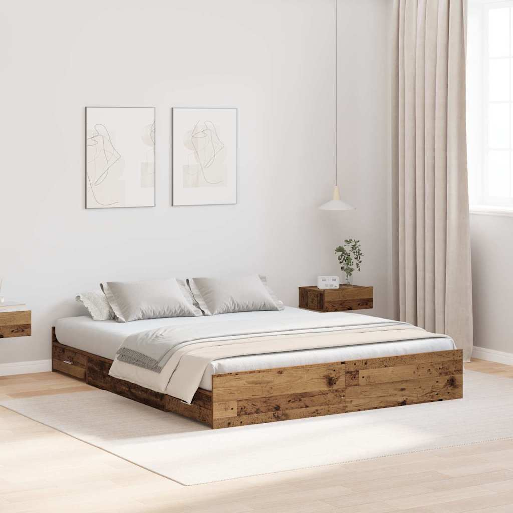 JUNG Vida Aufbewahrungsbettgestell Altholz 140 x 190 cm Holzwerkstoff