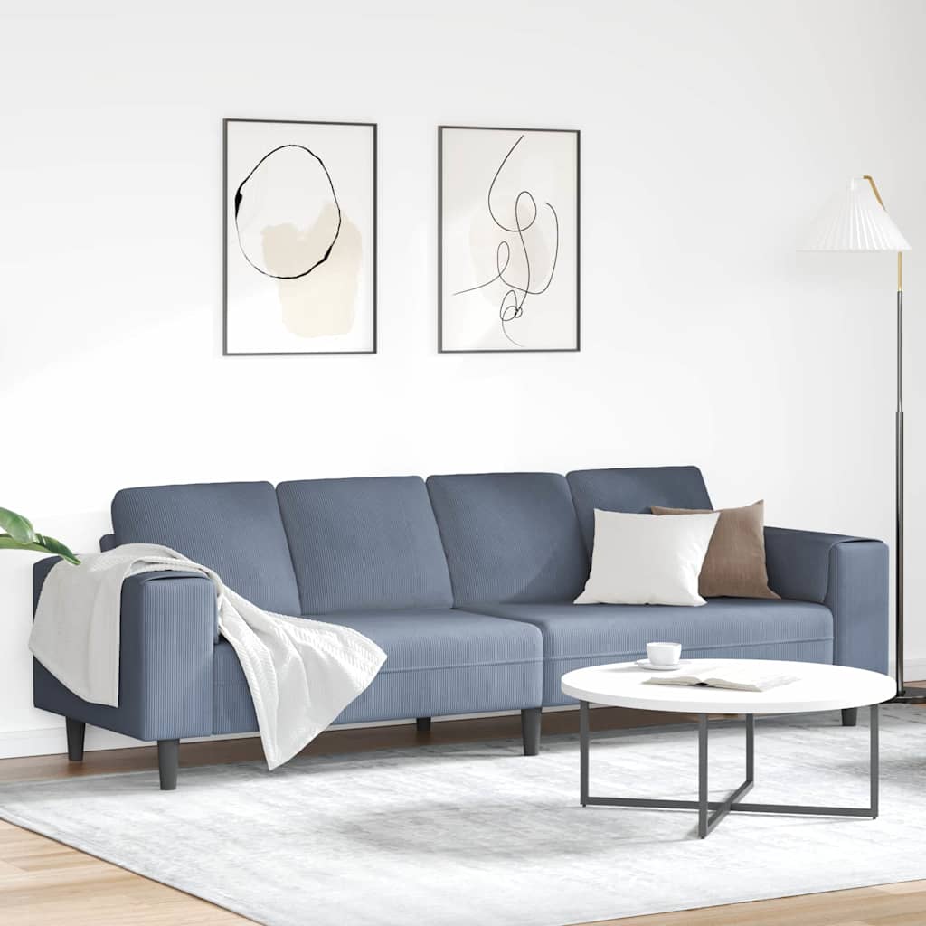 JUNG Vida Sofa mit Kissen Blau 250 x 77 x 76 cm Cordstoff