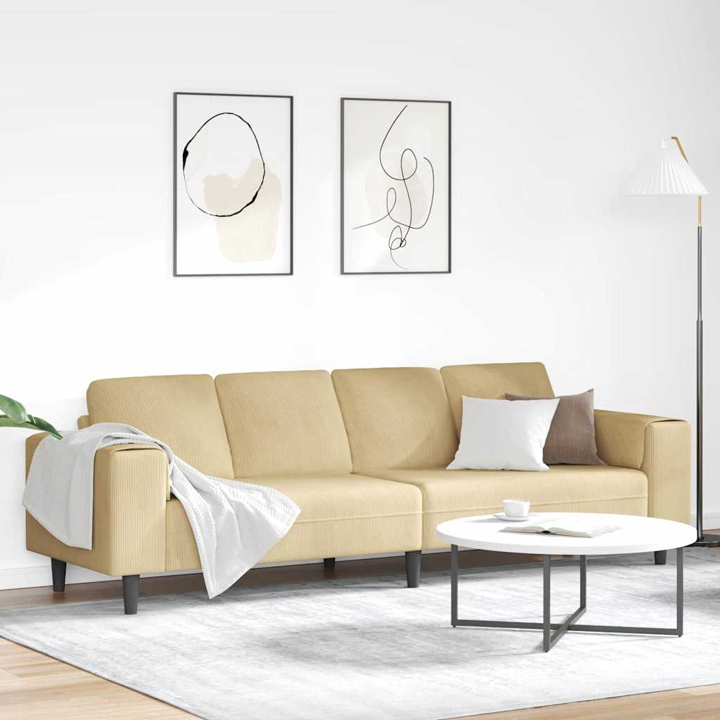 JUNG Vida Sofa mit Kissen Grau-Grün 250 x 77 x 76 cm Cordstoff