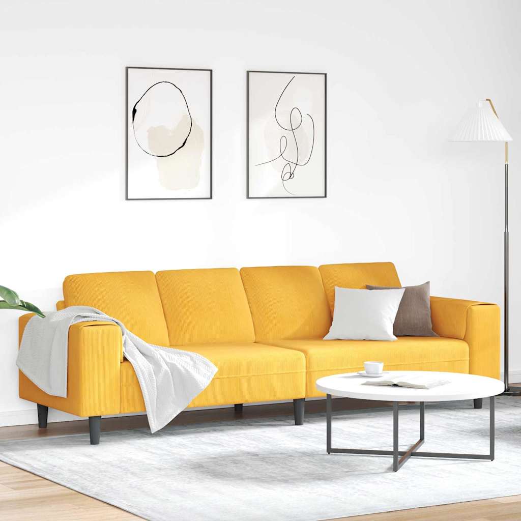 JUNG Vida Sofa mit Kissen Helles Gelb 250 x 77 x 76 cm Cordstoff