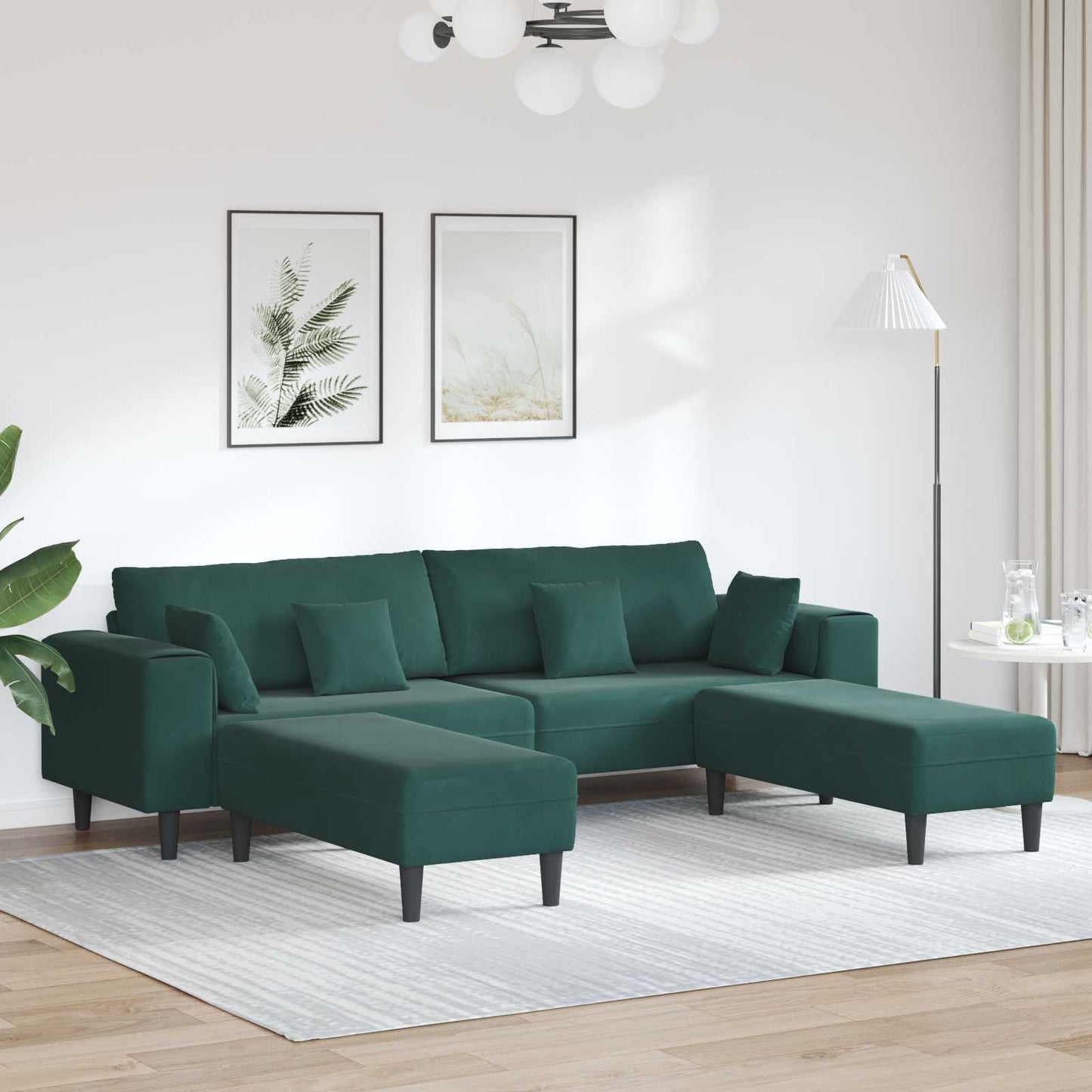 JUNG Vida Sofa mit Kissen 3 pcs Dunkelgrün Samt